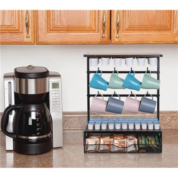 Coffee Pods Drawer with Mug Hooks, Kitchen Organizer - Picture 4 of 7
